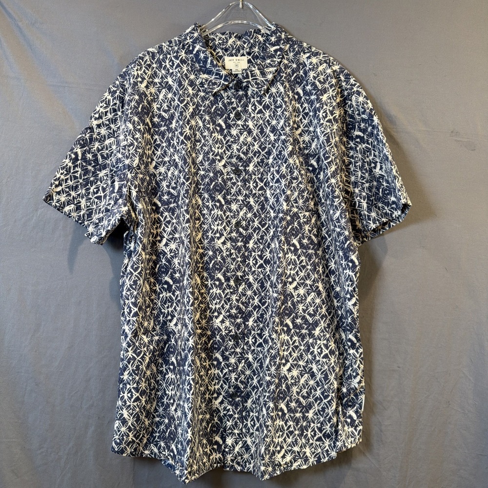 Jack O'Neill Mens Hawaiian Short Sleeve Shirt XXL Blue Geometric Button Up